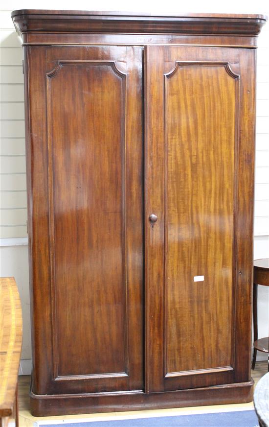 A Victorian mahogany two door wardrobe, W.126cm D.55cm H.201cm